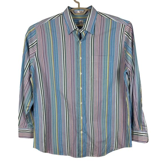 Peter Millar Multicolor Stripe Button Down Shirt XL Cotton colorful rainbow - Picture 1 of 8